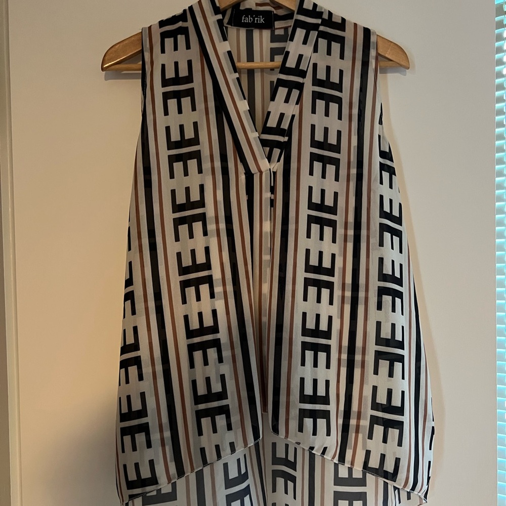 Fab’rik | sheer high/low patterned blouse